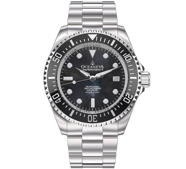 Oceaneva Men's Deep Marine Explorer II 1250M Pro Diver Watch Black Mother Of Pearl - BKII200BKMOPST 1000M, 1250M diver, 316L Stainless Steel Watch, Automatic Watch, BGW9 Swiss-Superluminova, Ceramic Bezel, Dive Watch, Sw200-1 Swiss Automatic Movement